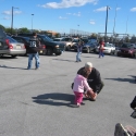 Warren and Julia play in the Parking Lot