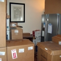 The living room is still filled with boxes!