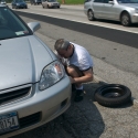  On the side of I-95, such a joy to change a tire