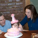 Mommy, Daddy and Sara with her special cake