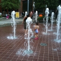 A beautiful fountain and lots of fun