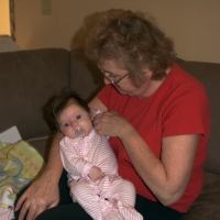 Bubbie and Sara in the living room