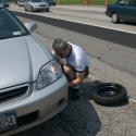  On the side of I-95, such a joy to change a tire