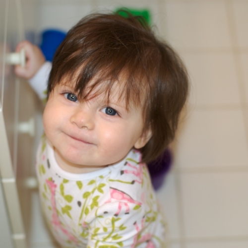 Playing in the bathroom!